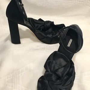Max Studio Draped satin ankle strap heels size 10